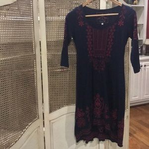 Navy Midi with Ruby Embroidery
